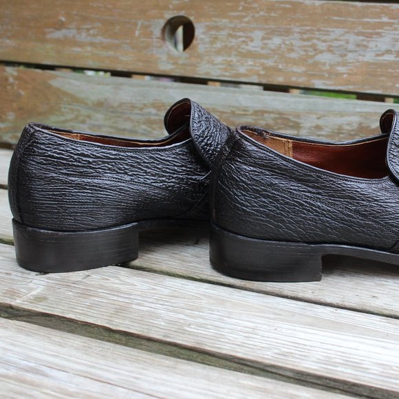 Vintage Dark Brown Genuine Sharkskin Slip-on Shoes, Made in Canada, 9.5 D, EUC - Picture 8 of 13